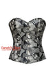 Plus Size Black And White Printed Leather Retro Theme Gothic Costume  Overbust Corset