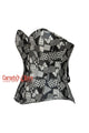 Plus Size Black And White Printed Leather Retro Theme Gothic Costume  Overbust Corset