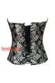 Plus Size Black And White Printed Leather Retro Theme Gothic Costume  Overbust Corset