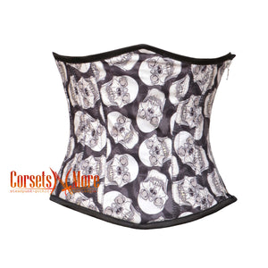 CorsetsNmore Women’s Skull Printed Corset Cotton Gothic Costume Underbust Bustier Top