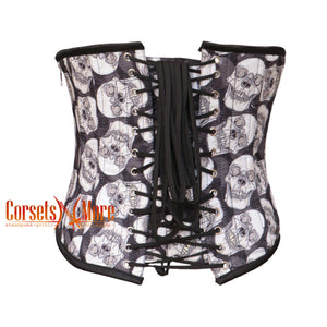 Plus Size Skull Printed Corset Cotton Gothic Costume Underbust Bustier Top