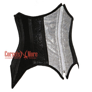 Black And Silver Sequins Burlesque Costume Underbust Corset  Bustier Top