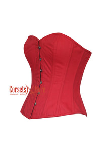 Red Cotton Corset Gothic Costume Overbust Bustier Top