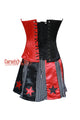 Plus Size Red And Black Satin Corset with Chequered panel Cosplay Costume  Overbust Dress