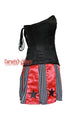 Plus Size Red And Black Satin Corset with Chequered panel Cosplay Costume  Overbust Dress