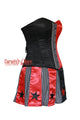 Plus Size Red And Black Satin Corset with Chequered panel Cosplay Costume  Overbust Dress