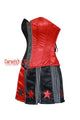 Plus Size Red And Black Satin Corset with Chequered panel Cosplay Costume  Overbust Dress