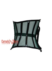 Veronica Nightshade Green Mesh Black PVC Leather Plus Size Corset Top