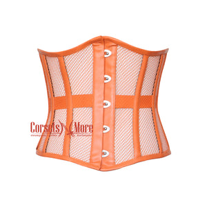 Sienna Emberstone Orange Mesh With Orange Leather Plus Size Corset Top