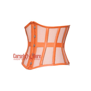 Sienna Emberstone Orange Mesh With Orange Leather Plus Size Corset Top