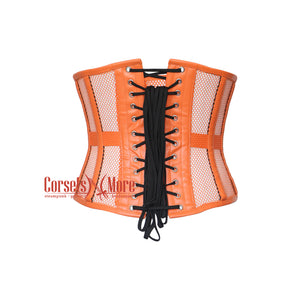 Sienna Emberstone Orange Mesh With Orange Leather Corset Top