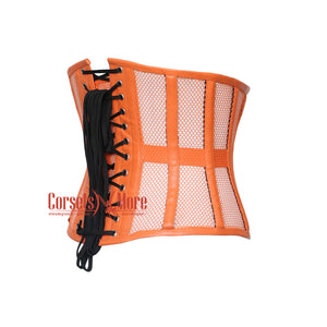 Sienna Emberstone Orange Mesh With Orange Leather Corset Top