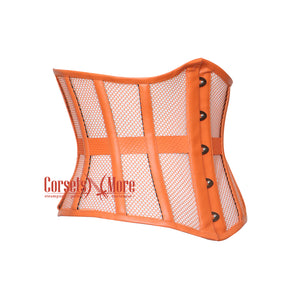 Sienna Emberstone Orange Mesh With Orange Leather Plus Size Corset Top