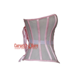 Lila Rosemont Nude Mesh with Baby Pink Satin Plus Size Underbust Corset Top