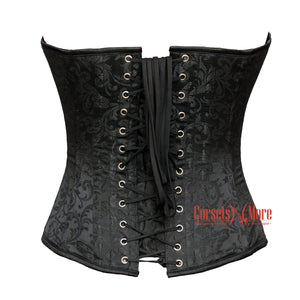 Raven Rouge Black Brocade Red White Sequins Overbust Plus Size Corset Top