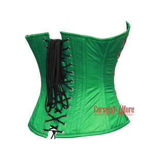 Scarlett Vesper Green Satin Sequins Overbust Corset