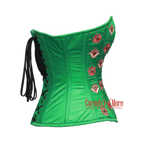 Scarlett Vesper Green Satin Sequins Plus Size Overbust Corset