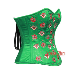 Scarlett Vesper Green Satin Sequins Overbust Corset