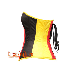 Red Yellow Black Satin German Flag Corset Waist Overbust Top