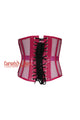 Hot Pink Sheer With PVC Leather Gothic Costume Underbust Corset Waist Training Top