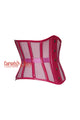 Hot Pink Sheer With PVC Leather Gothic Costume Underbust Corset Waist Training Top