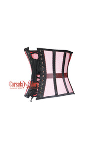 Selene Bloodrose Red Sheer With Black Satin Gothic Underbust Plus Size Corset Top