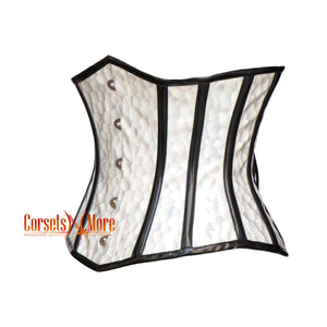 White Honeycomb Leather Steampunk Costume Underbust Corset Top