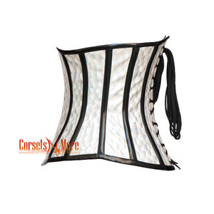 White Honeycomb Leather Steampunk Costume Underbust Corset Top