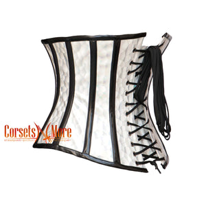 White Honeycomb Leather Steampunk Plus Size Underbust Corset Top