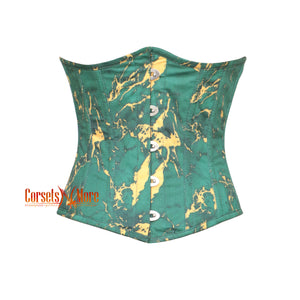 Emerald Green With Golden Touch Cotton Underbust Waist Cincher Corset