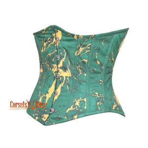 Emerald Green With Golden Touch Cotton Underbust Waist Cincher Corset