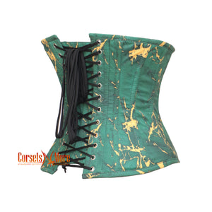 Emerald Green With Golden Touch Cotton Underbust Waist Cincher Corset