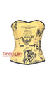 Yellow Printed Zipper Corset Costume Plus Size Overbust Top