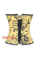 Yellow Printed Zipper Corset Costume Overbust Bustier Top