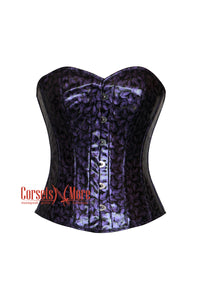 Plus Size Purple Leaf Leather Gothic Costume Steampunk Overbust Corset Top