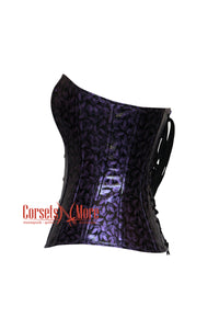 Plus Size Purple Leaf Leather Gothic Costume Steampunk Overbust Corset Top