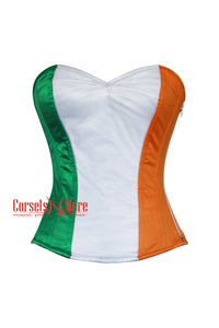 Green White Orange Satin Ireland Flag Corset Overbust Costume