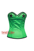 Green Satin With Black Stars Gothic Costume Overbust Corset