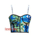 Women’s Summer Beach Print Crop Corset Overbust Bustier Top Gothic Halloween Costume