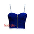 CorsetsNmore Women’s Blue Velvet Crop Corset Overbust Bustier Top Burlesque Halloween Costume