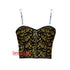 Women’s Brown Leaf Printed Leather Crop Corset Overbust Bustier Steampunk Halloween Costume