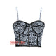 Silver Leaf Printed Leather Crop Corset Overbust Bustier Steampunk Halloween Costume