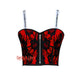 Women’s Red Satin Net Overlay Crop Corset Overbust Bustier Steampunk Plus Size Crop Top