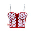 Red Hearts Printed Cotton Crop Corset Overbust Bustier Steampunk Valentine Costume