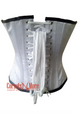 White Satin Black Sequins Gothic Burlesque Bustier Waist Training Overbust Corset Costume
