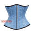 Light Blue Satin Steel Boned With Front Antique Zipper Underbust Corset Gothic Costume