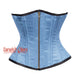 Light Blue Satin Steel Boned With Front Antique Zipper Underbust Corset Gothic Costume
