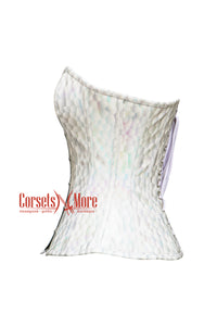 White Honeycomb Leather Halloween Costume Overbust Corset Top