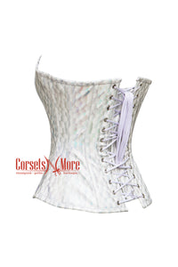 White Honeycomb Leather Halloween Costume Overbust Corset Top