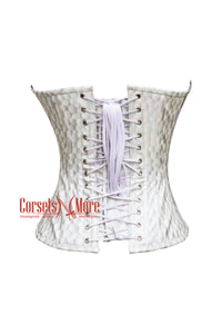 White Honeycomb Leather Halloween Costume Overbust Corset Top